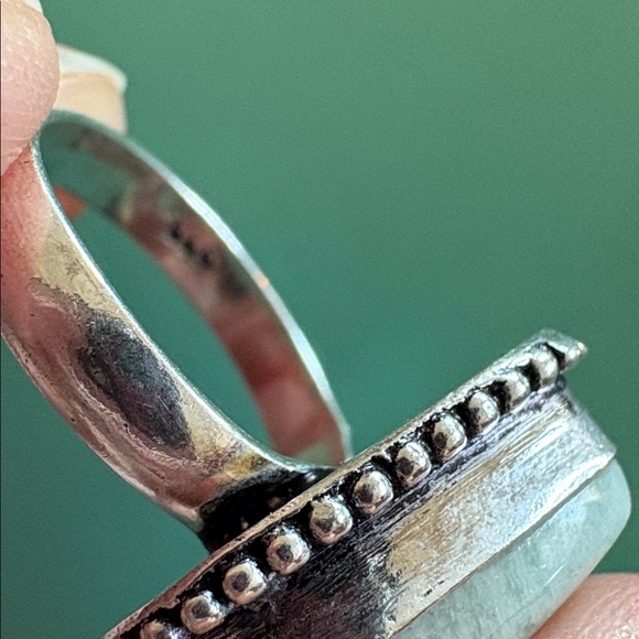 ๐ Artisan Made Eureka Springs AR:Teardrop Aqua Chalcedony 925 Sterling Ring Sz 8 - Picture 10 of 11